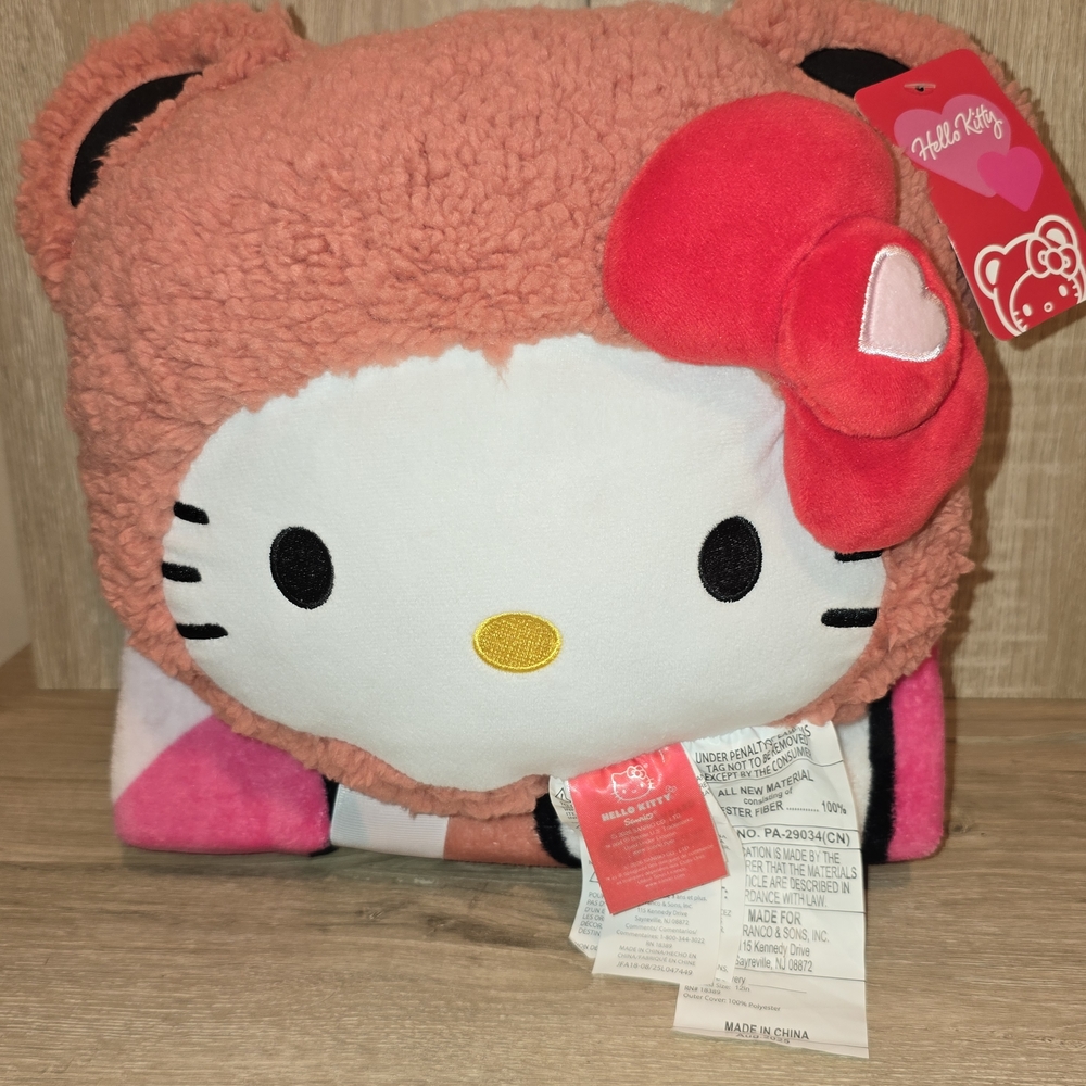 Hello Kitty Face Plush Pillow & Throw Set
